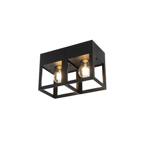 QAZQA, Moderne Deckenleuchte schwarz 2-Licht - Cela