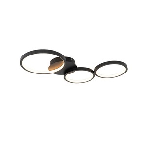 QAZQA, Deckenleuchte schwarz inkl. LED 3-stufig dimmbar 3-Licht - Pande