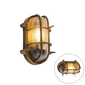 QAZQA, Wand- und Deckenleuchte Gold / Messing oval IP44 - Noutica, Wand- und Deckenleuchte Gold / Messing oval IP44 - Noutica