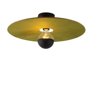 QAZQA, Deckenleuchte schwarz flacher Schirm grün 45 cm - Combi, Deckenleuchte schwarz flacher Schirm grün 45 cm - Combi