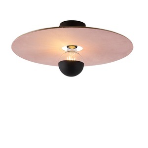 QAZQA, Deckenleuchte schwarz flacher Schirm rosa 45 cm - Combi, Deckenleuchte schwarz flacher Schirm rosa 45 cm - Combi