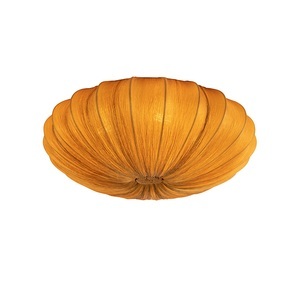QAZQA, Design Deckenleuchte Gold Seide 60 cm - Plu, Design Deckenleuchte Gold Seide 60 cm - Plu