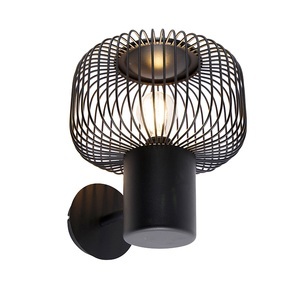 QAZQA, Design Wandleuchte schwarz - Baya, Design Wandleuchte schwarz - Baya