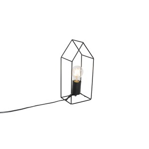 QAZQA, Industrielle Tischlampe schwarz - Hiso, Industrielle Tischlampe schwarz - Hiso