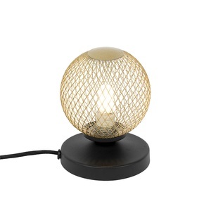 QAZQA, Moderne Tischlampe schwarz mit Gold - Athens Wire, Moderne Tischlampe schwarz mit Gold - Athens Wire