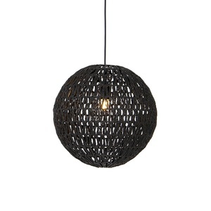 QAZQA, Retro Hängelampe schwarz 40 cm - Lina Ball, Retro Hängelampe schwarz 40 cm - Lina Ball