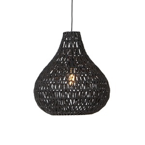 QAZQA, Retro Hängelampe schwarz 45 cm - Lina Drop, Retro Hängelampe schwarz 45 cm - Lina Drop