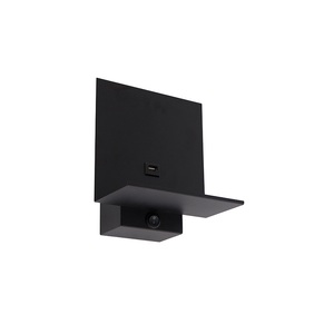 QAZQA, Moderne Wandleuchte schwarz inkl. USB-Anschluss - Flero, Moderne Wandleuchte schwarz inkl. USB-Anschluss - Flero