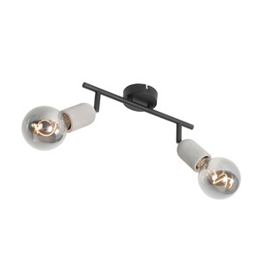 QAZQA, Industriefleck schwarz mit Beton 2-Licht - Pedra