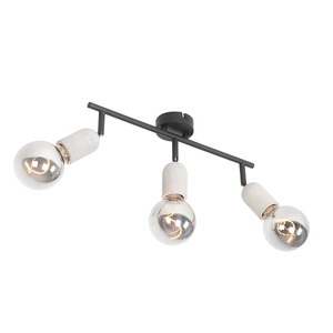 QAZQA, Industriefleck schwarz mit Beton 3-Licht - Pedra
