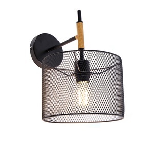 QAZQA, Industrielle Wandleuchte schwarz - Drum Mesh
