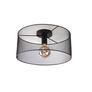 QAZQA, Industrielle Deckenleuchte schwarz - Drum Mesh