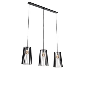QAZQA, Moderne Hängelampe schwarz 3-Licht - Wieza, Moderne Hängelampe schwarz 3-Licht - Wieza