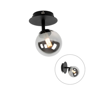 QAZQA, Ländlicher Fleck schwarz verstellbar mit Rauchglas - Athen, Ländlicher Fleck schwarz verstellbar mit Rauchglas - Athen