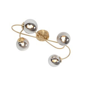 QAZQA, Moderne Deckenleuchte Gold 4-Licht mit Rauchglas - Athen, Moderne Deckenleuchte Gold 4-Licht mit Rauchglas - Athen