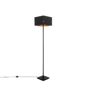 QAZQA, Moderne Stehlampe schwarz mit Gold - VT 1, Moderne Stehlampe schwarz mit Gold - VT 1