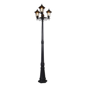 QAZQA, Klassische Laterne schwarz 3-Licht IP44 - New Haven
