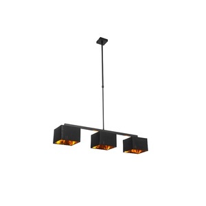 QAZQA, Moderne Hängelampe schwarz mit Gold 88 cm 3-Licht - VT 3