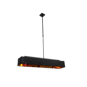 QAZQA, Moderne Hängelampe schwarz mit Gold 90 cm 3-Licht - VT 1
