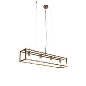 QAZQA, Industrielle Hängelampe rostbraun 4-Licht - Käfig