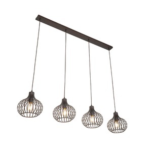 QAZQA, Moderne Hängelampe braun 4-Licht - Frances, Moderne Hängelampe braun 4-Licht - Frances