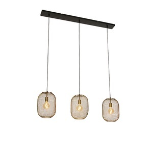 QAZQA, Moderne Hängelampe Messing 3-Licht - Waya Mesh, Moderne Hängelampe Messing 3-Licht - Waya Mesh
