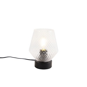 QAZQA, Art Deco Tischlampe schwarz - Karce, Art Deco Tischlampe schwarz - Karce