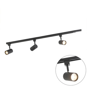 QAZQA, Smart Rail System schwarz inkl. 3 WiFi GU10 1-phasig - Jeana, 