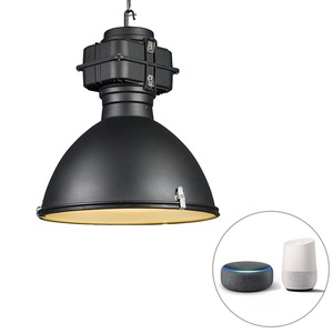 QAZQA, Smart Industrie Hängelampe schwarz 53 cm inkl. A60 Wifi - Sicko