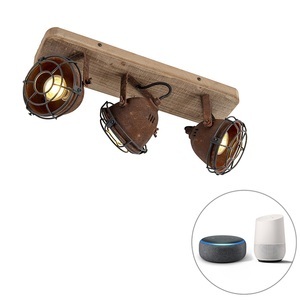 QAZQA, Smart Spot rostbraun kippbar inkl. 3 WiFi GU10 - Gina, 