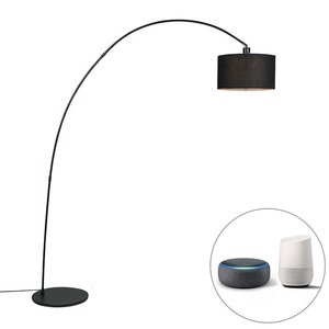 QAZQA, Intelligente moderne Bogenlampe schwarz inkl. A60 Wifi - Vinossa
