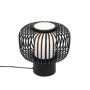 QAZQA, Moderne Tischlampe schwarz mit Bambus - Bambuk, Moderne Tischlampe schwarz mit Bambus - Bambuk