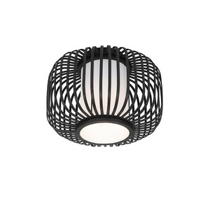 QAZQA, Moderne Deckenlampe schwarz mit Bambus - Bambuk, Moderne Deckenlampe schwarz mit Bambus - Bambuk