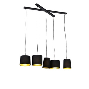 QAZQA, Land Hängelampe schwarz 5-Licht - Hermina, Land Hängelampe schwarz 5-Licht - Hermina