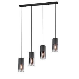 TRIO LEUCHTEN, Moderne Hängelampe schwarz 4-Licht - Huygen