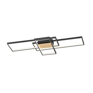 TRIO LEUCHTEN, LED-Deckenleuchte Tucson mit Holzlement, schwarz