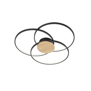 TRIO LEUCHTEN, LED-Deckenlampe Sedona mit Holzdetail schwarz matt, LED-Deckenlampe Sedona mit Holzdetail schwarz matt
