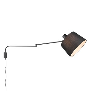 TRIO LEUCHTEN, Wandleuchte Baldo mit Kabel + Stecker, schwarz, Moderne Wandleuchte schwarz verstellbar - Chantal