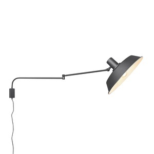 TRIO LEUCHTEN, Wandleuchte Bolder, Kabel + Stecker, schwarz matt, Moderne Wandleuchte schwarz verstellbar - Danielle