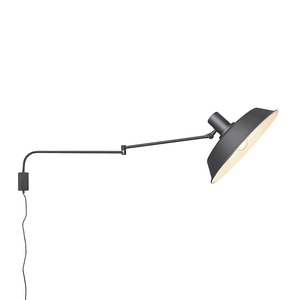 TRIO LEUCHTEN, Wandleuchte Bolder, Kabel + Stecker, schwarz matt