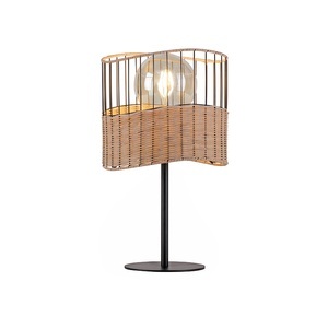 Paul Neuhaus, Land Tischlampe schwarz mit Rattan - Treccia