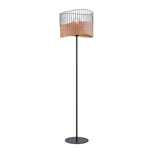Land Stehlampe schwarz mit Rattan - Treccia