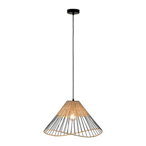 Paul Neuhaus, Land Hängelampe schwarz 48 cm mit Rattan - Treccia, Land Hängelampe schwarz 48 cm mit Rattan - Treccia