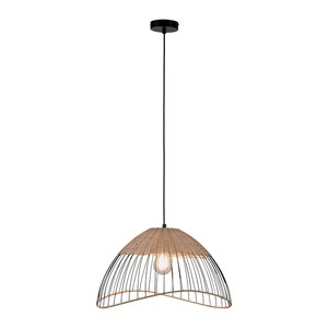 Land Hängelampe schwarz 48 cm mit Rattan - Treccia Pua