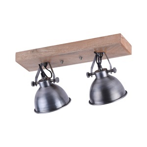 Industrielle Deckenleuchte Stahl mit Holz 2-Licht - Samia