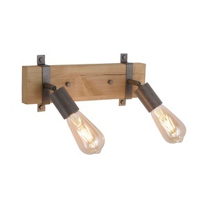 Wandleuchte Holz mit Stahl 2-Licht verstellbar - Maris
