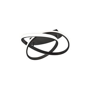 TRIO LEUCHTEN, Design Deckenleuchte schwarz inkl. LED 3-stufig dimmbar - Koers, LED-Deckenlampe Course, schwarz matt, 3.000 K, Ø 45 cm