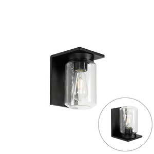 QAZQA, Moderne Wandleuchte schwarz IP54 - Marshall