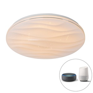 QAZQA, Smart Deckenleuchte weiß 48 cm inkl. LED und Dimmer - Damla