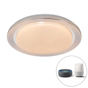 QAZQA, Smart Deckenleuchte weiß 48 cm inkl. LED und Dimmer RGB - Jochem